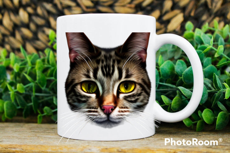 Cute tabby  cat portriat mug , tabby cat,cat  lover Gifts , Cat Coffee Mug