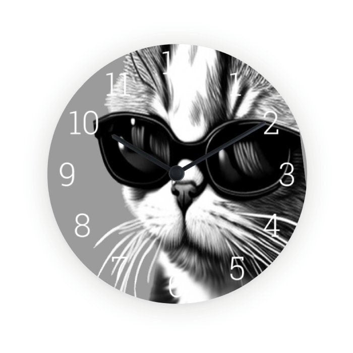 tabby Cat Wall Clock, Gift for Cat Lover, Cat Clock, Cat kitchen decor