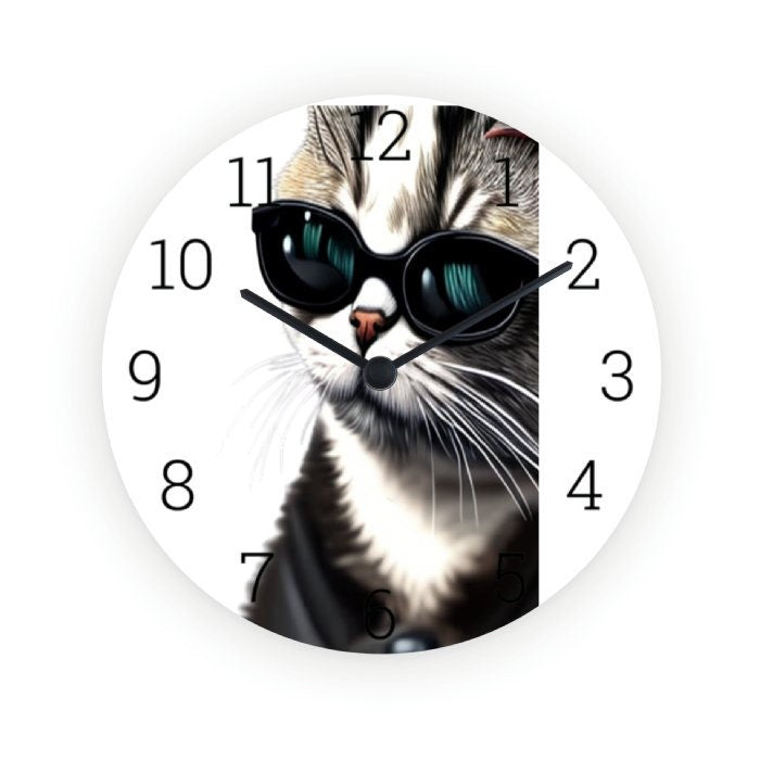 tabby Cat Wall Clock, Gift for Cat Lover, Cat Clock, Cat kitchen decor