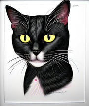 black  cat portriat poster  .black  cat-poster , Cat Wall Art -Cat Print -