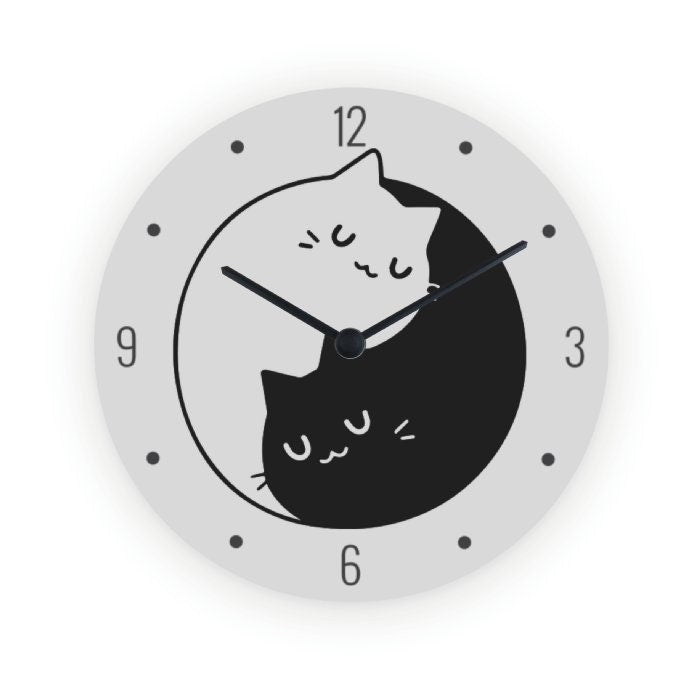 Ying yang  cat clock , Cat Wall Clock, Gift for Cat Lover, Cat Clock, Cat kitchen decor