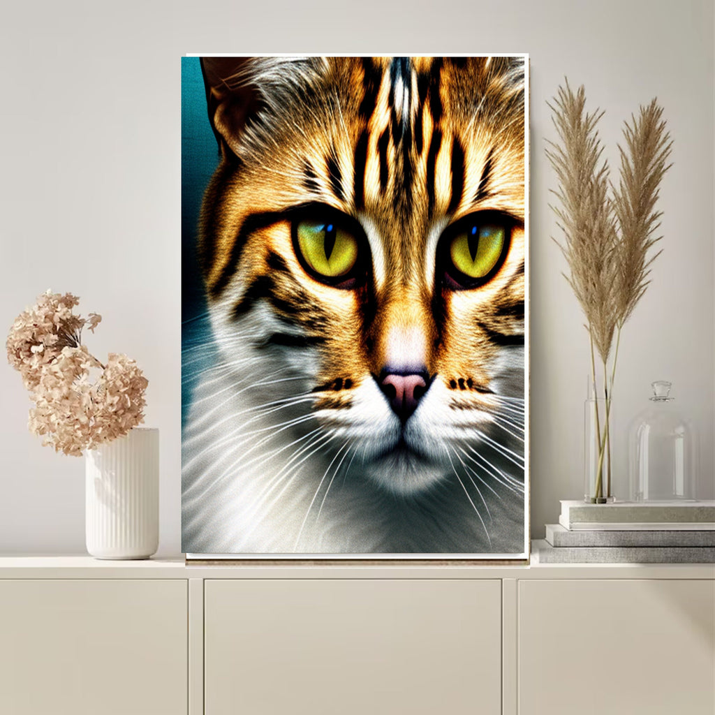 tabby cat portriat . AI cat wall art -  Cat Print -tabby Cat Artwork -AI generated print , AI art print