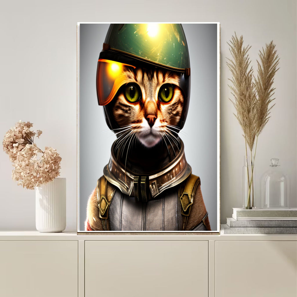 tabby cat portriat poster  .tabby cat-poster , AI  Wall Art -Cat Print -Cat Artwork - Home Decor