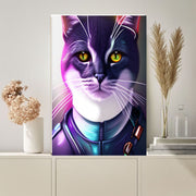 Cyberpunk Cat - cyberpunk art , Tabby cat print Digital print  Art File, Wall Decor, AI Generated Art -