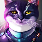 Cyberpunk Cat - cyberpunk art , Tabby cat print Digital print  Art File, Wall Decor, AI Generated Art -