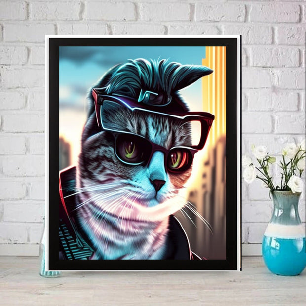 cool tabby cat portriat poster  ,cat-poster , Cat Wall Art -Cat Print