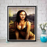 Mona Lisa as a model Print, Original Oil Painting  de vinci Portrait Poster, Vintage Wall Art, Unique Gift