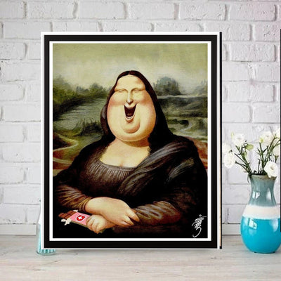 Mona Lisa laughing Girl  Print, Original Oil Painting  de vinci Portrait Poster, Vintage Wall Art, Unique Gift