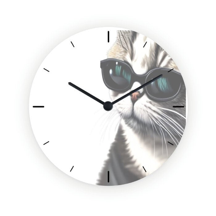 tabby Cat Wall Clock, Gift for Cat Lover, Cat Clock, Cat kitchen decor