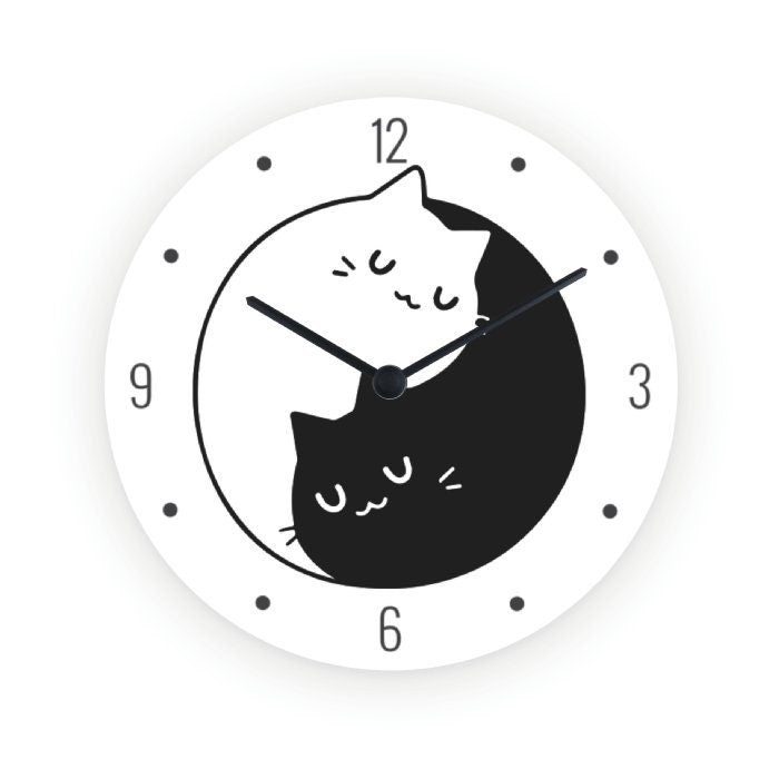 Ying yang  cat clock , Cat Wall Clock, Gift for Cat Lover, Cat Clock, Cat kitchen decor