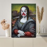 Mona Lisa  with clown painting  Print, jpeg,png  printable Original Oil Painting Cat Portrait Poster, Vintage Wall Art, Unique Gift