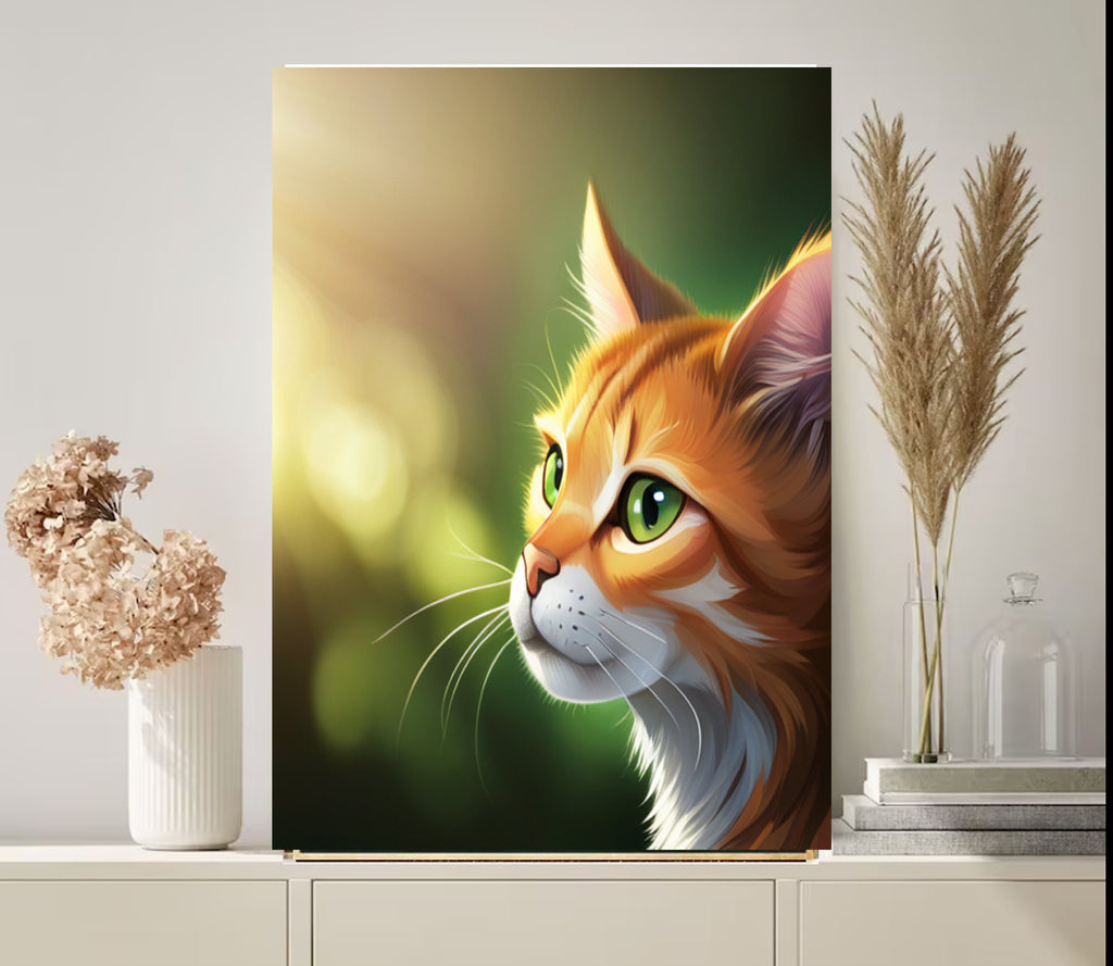 tabby cat  portriat poster  .tabby cat-poster , Cat Wall Art -Cat Print - | AI-Generated Art | Futuristic Ai Art |