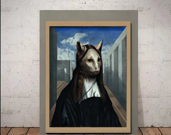 Mona Lisa  Cat Print, svg,png  printable Original Oil Painting Cat Portrait Poster, Vintage Wall Art, Unique Gift