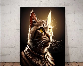 tabby cat  poster  . tabby cat Print  ,tabby cat-Portriat , Cat Wall Art -Cat Print - | AI-Generated Art | Futuristic Ai Art |