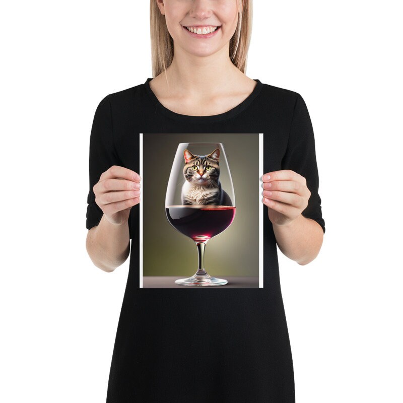 tabby cat in wine poster , tabby  Cat Wall Art -tabby Cat Print -tabby  Cat Artwork - Home Decor