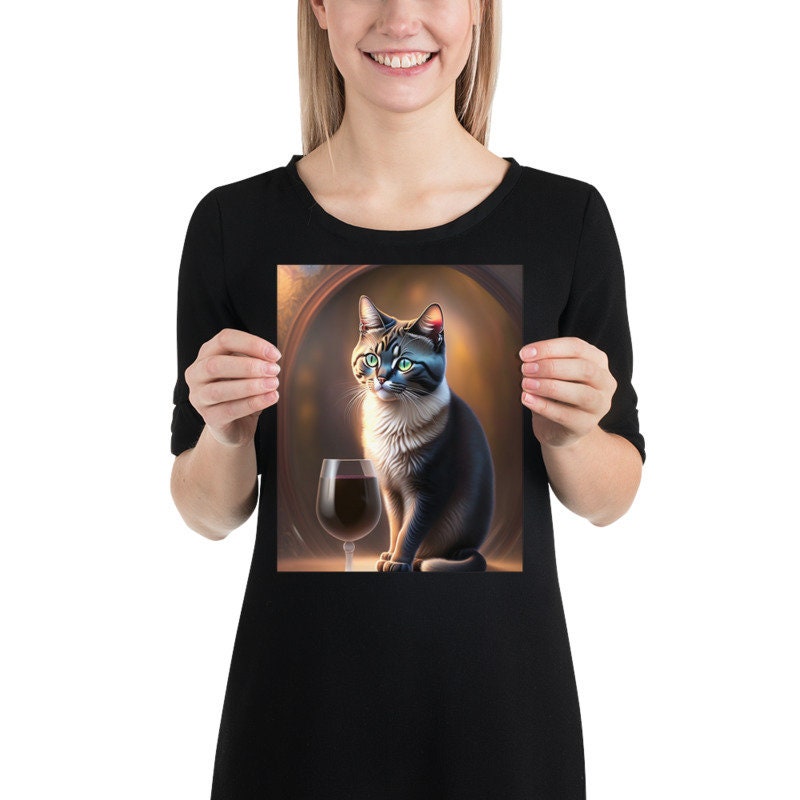 tabby cat wine  poster  .tabby cat  art ,tabby cat-poster , Cat Wall Art -Cat Print - | AI-Generated Art | Futuristic Ai Art |