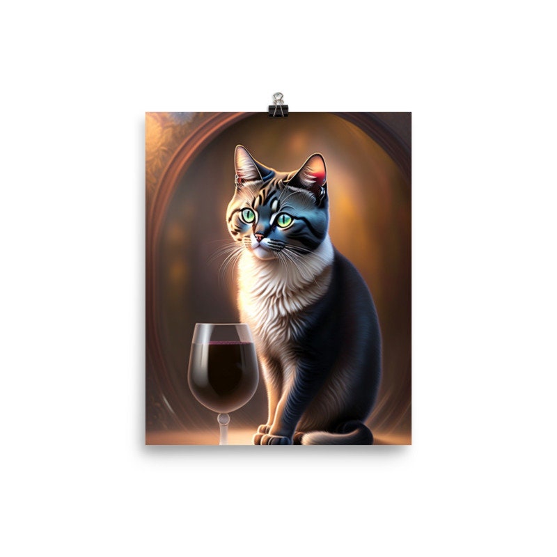 tabby cat wine  poster  .tabby cat  art ,tabby cat-poster , Cat Wall Art -Cat Print - | AI-Generated Art | Futuristic Ai Art |