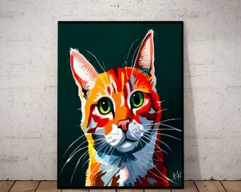 tabby cat poster , tabby  Cat Wall Art -tabby Cat Print -tabby  Cat Artwork - Home Decor