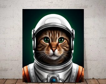 Cat Astronaut, Cat in space helmet , space tabby cat ,Tabby cat-poster ,Cat Wall Art -tabby  Cat Print -tabby Cat Artwork - Home Decor