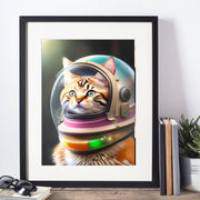 cat astronaut  poster  .cat in space helmet ,tabby cat-poster , Cat Wall Art -Cat Print - | AI-Generated Art | Futuristic Ai Art