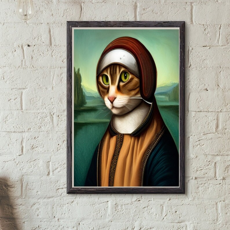 tabby cat  poster  .tabby cat art  , Cat Wall Art -Cat Print - | AI-Generated Art | Futuristic Ai Art |