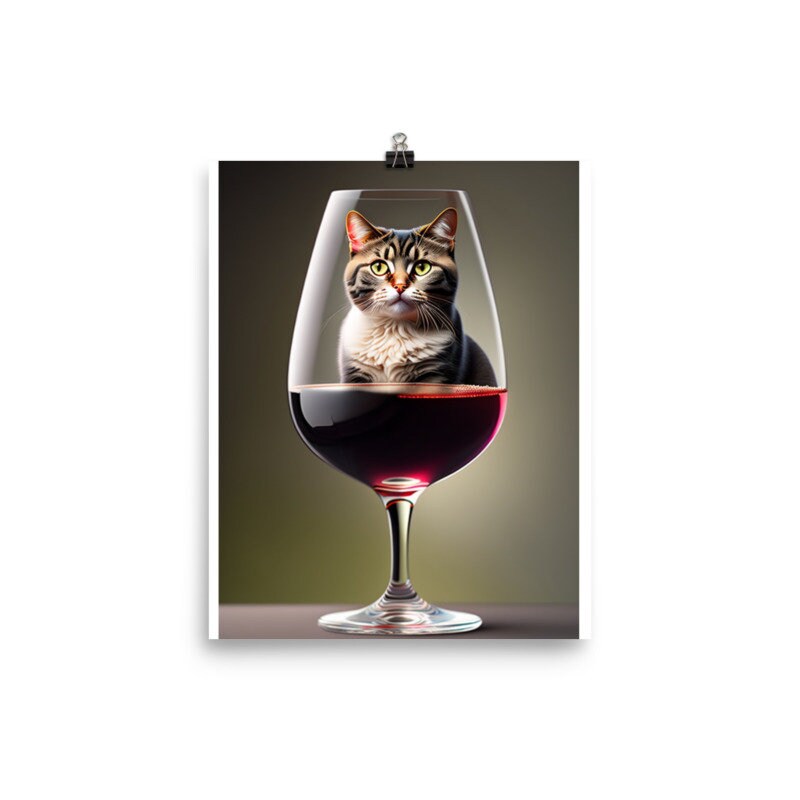 tabby cat in wine poster , tabby  Cat Wall Art -tabby Cat Print -tabby  Cat Artwork - Home Decor