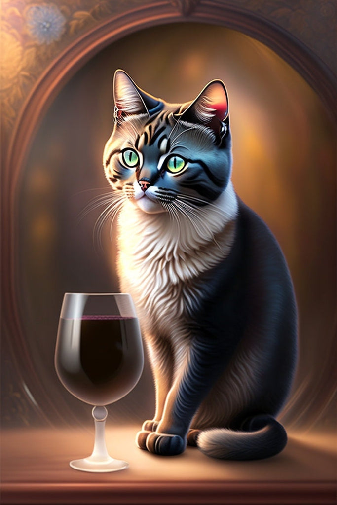 tabby cat wine  poster  .tabby cat  art ,tabby cat-poster , Cat Wall Art -Cat Print - | AI-Generated Art | Futuristic Ai Art |