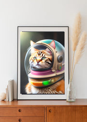 cat astronaut  poster  .cat in space helmet ,tabby cat-poster , Cat Wall Art -Cat Print - | AI-Generated Art | Futuristic Ai Art