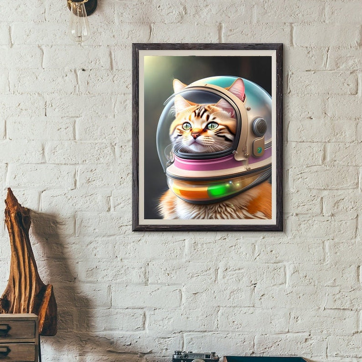 cat astronaut  poster  .cat in space helmet ,tabby cat-poster , Cat Wall Art -Cat Print - | AI-Generated Art | Futuristic Ai Art