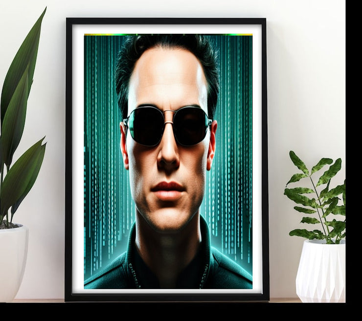 neo matrix art print ,matrix poster, neo digtial poster, ai generated poster,