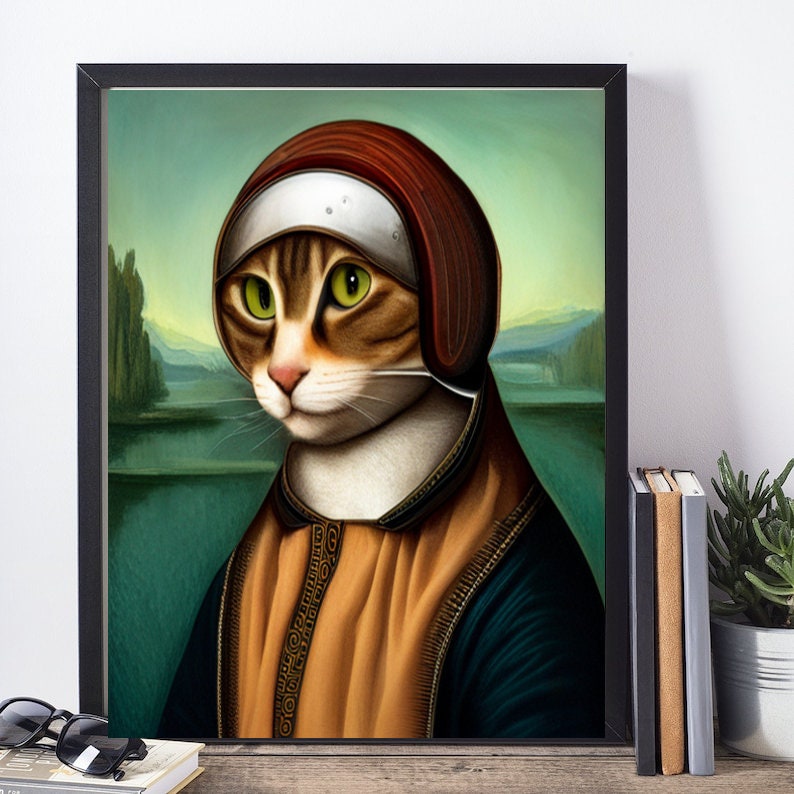 tabby cat  poster  .tabby cat art  , Cat Wall Art -Cat Print - | AI-Generated Art | Futuristic Ai Art |