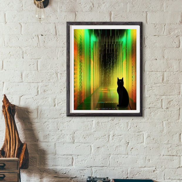 black cat matrix  poster , Black Cat Wall Art - Black Cat Print -Black Cat Artwork - Home Decor