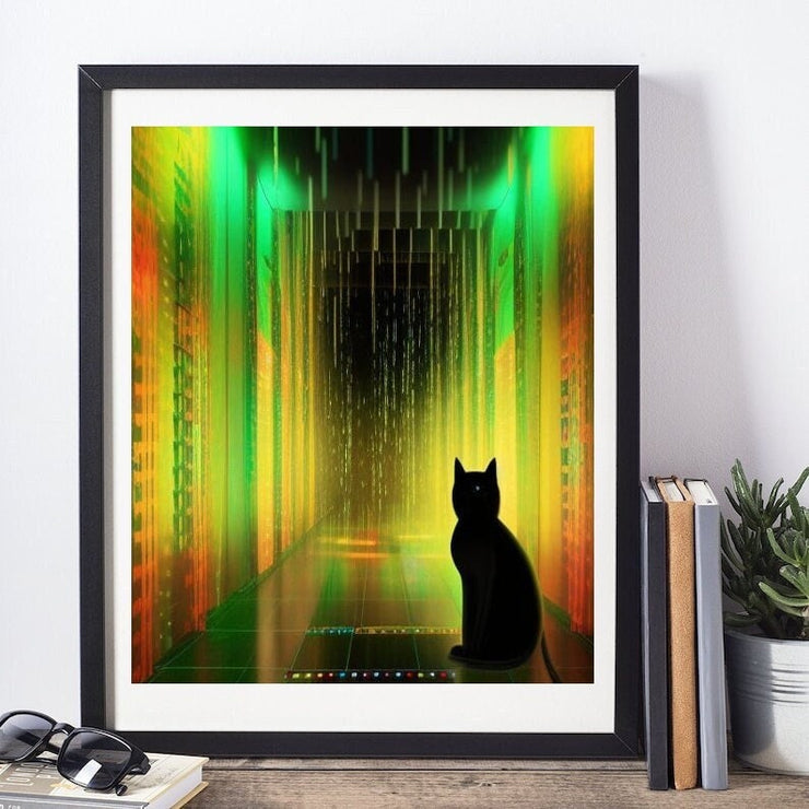 black cat matrix  poster , Black Cat Wall Art - Black Cat Print -Black Cat Artwork - Home Decor