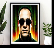 neo matrix art print ,matrix poster, neo digtial poster, ai generated poster,