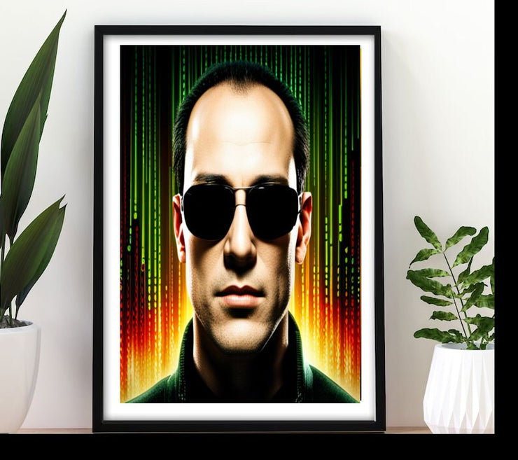 neo matrix art print ,matrix poster, neo digtial poster, ai generated poster,