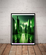 matrix  art print ,matrix rain code poster, matrix rain digtial poster, ai generated poster,