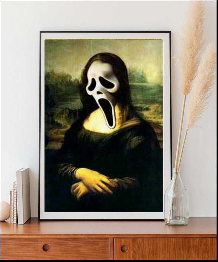 Mona Lisa Ghost face Print, Original Oil Painting  de vinci  Portrait Poster