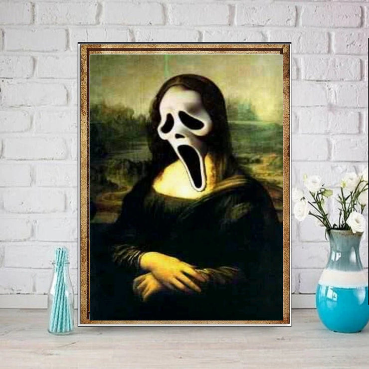 Mona Lisa Ghost face Print, Original Oil Painting  de vinci  Portrait Poster