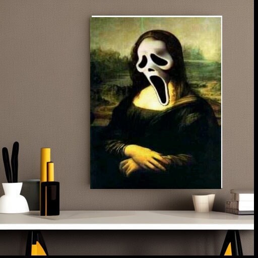 Mona Lisa Ghost face Print, Original Oil Painting  de vinci  Portrait Poster