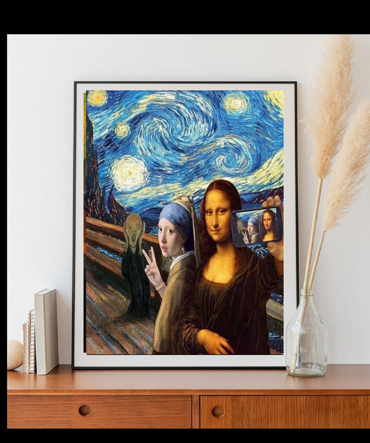 mona lisa with joannes vermeer painting, PNG ,SVG digital download