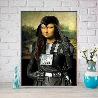 Mona Lisa as darth vader   Print, Original Oil Painting  de vinci Portrait Poster