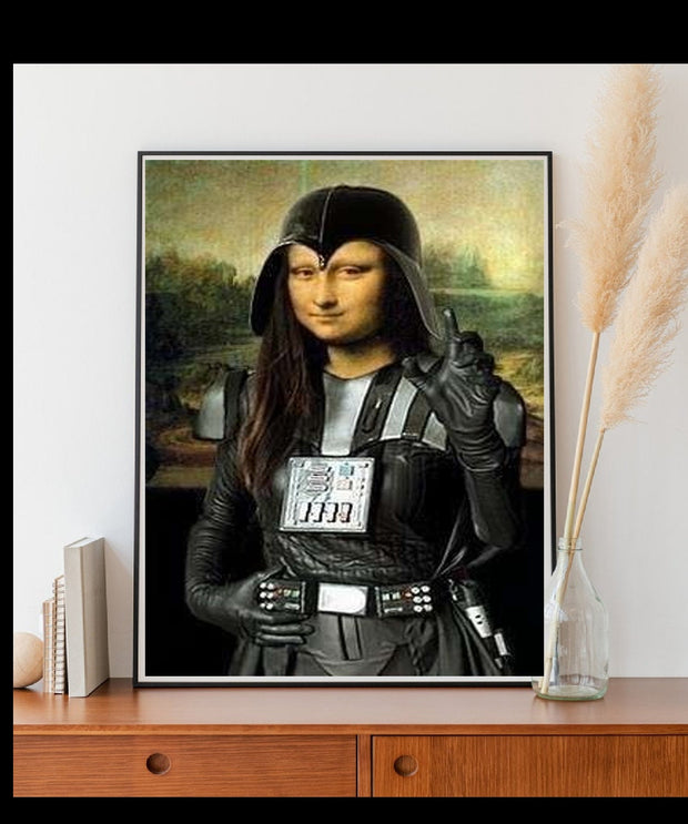 Mona Lisa as darth vader   Print, Original Oil Painting  de vinci Portrait Poster