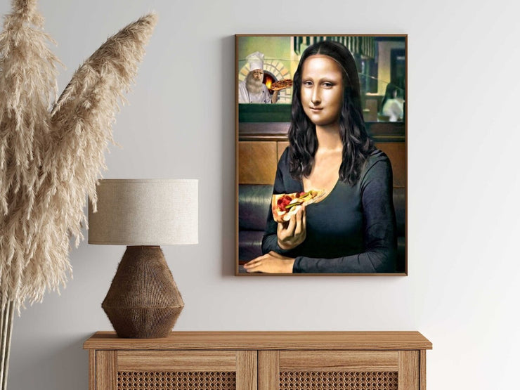 Mona Lisa with slice of  pizza  print , PNG ,SVG digital download. Leonardo Da Vinci