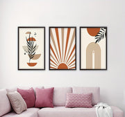 Boho Wall art Decor, abstract wall art, Minimalism Abstract Wall Picture Set of 3  Prints, Modern Mid Century