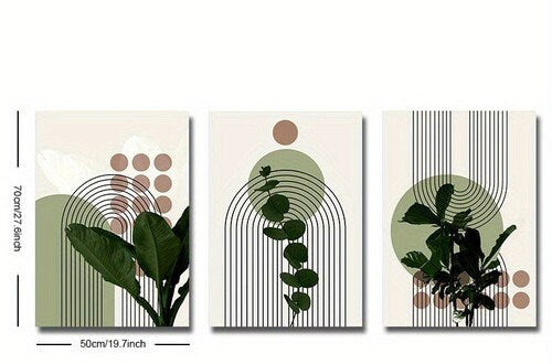 Boho Wall art Decor,botanical leaf art, abstract wall art, Minimalism Abstract, Set of 3  Prints