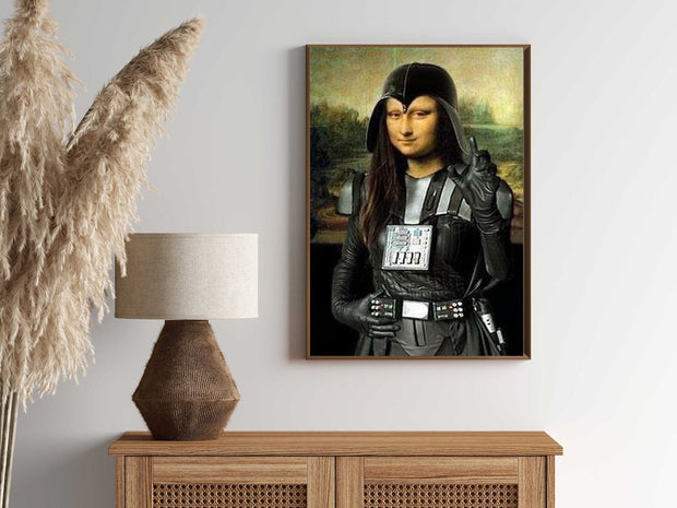 Mona Lisa as darth vader   Print, Original Oil Painting  de vinci Portrait Poster