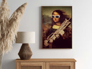 Mona Lisa with machine gun,mona lisa print , jpeg digital download