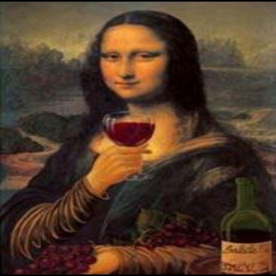 Mona Lisa with glass of wine  print ,mona lisa art  , PNG ,SVG digital download. Leonardo Da Vinci