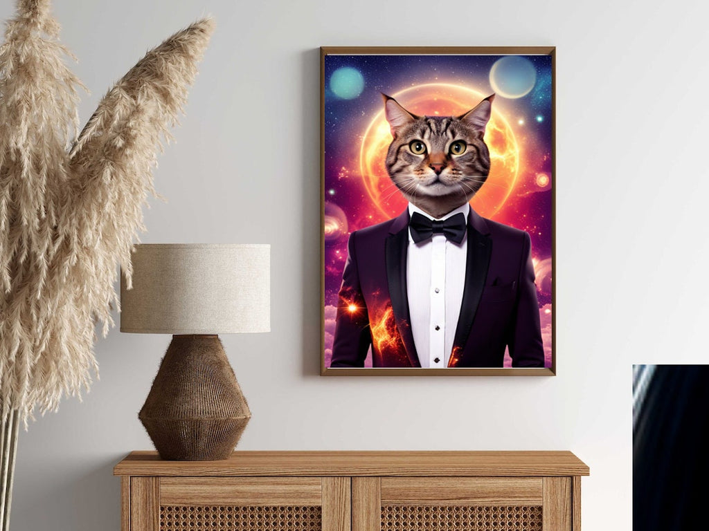 tabby cat In a suit poster , tabby Cat Wall Art - tabby Cat Print - tabby at Artwork - Home Decor