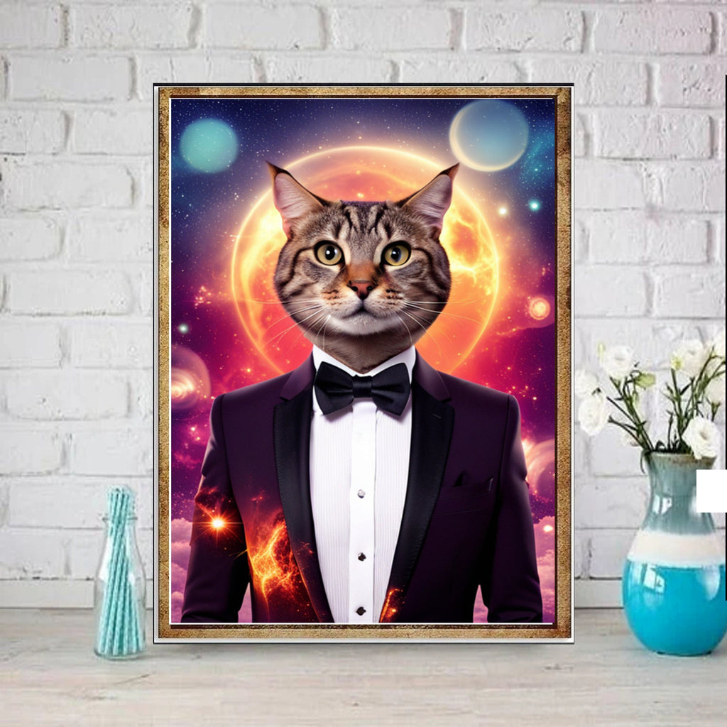 tabby cat In a suit poster , tabby Cat Wall Art - tabby Cat Print - tabby at Artwork - Home Decor